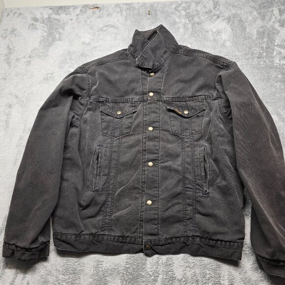 Saddle King By Key Western Trucker Jacket Mens XL Black Denim Pockets Snap - Picture 1 of 13